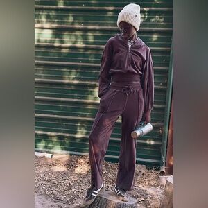 Free People Movement Let's Volley Velour Set - Cocoa Size Medium